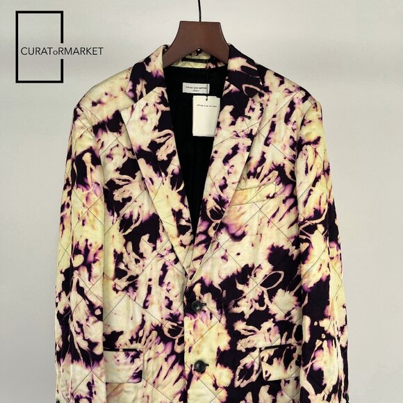 Dries Van Noten: RARE Psychedelic Quilted Tie Dye Print Blunt Blazer FW22 - Picture 10 of 16